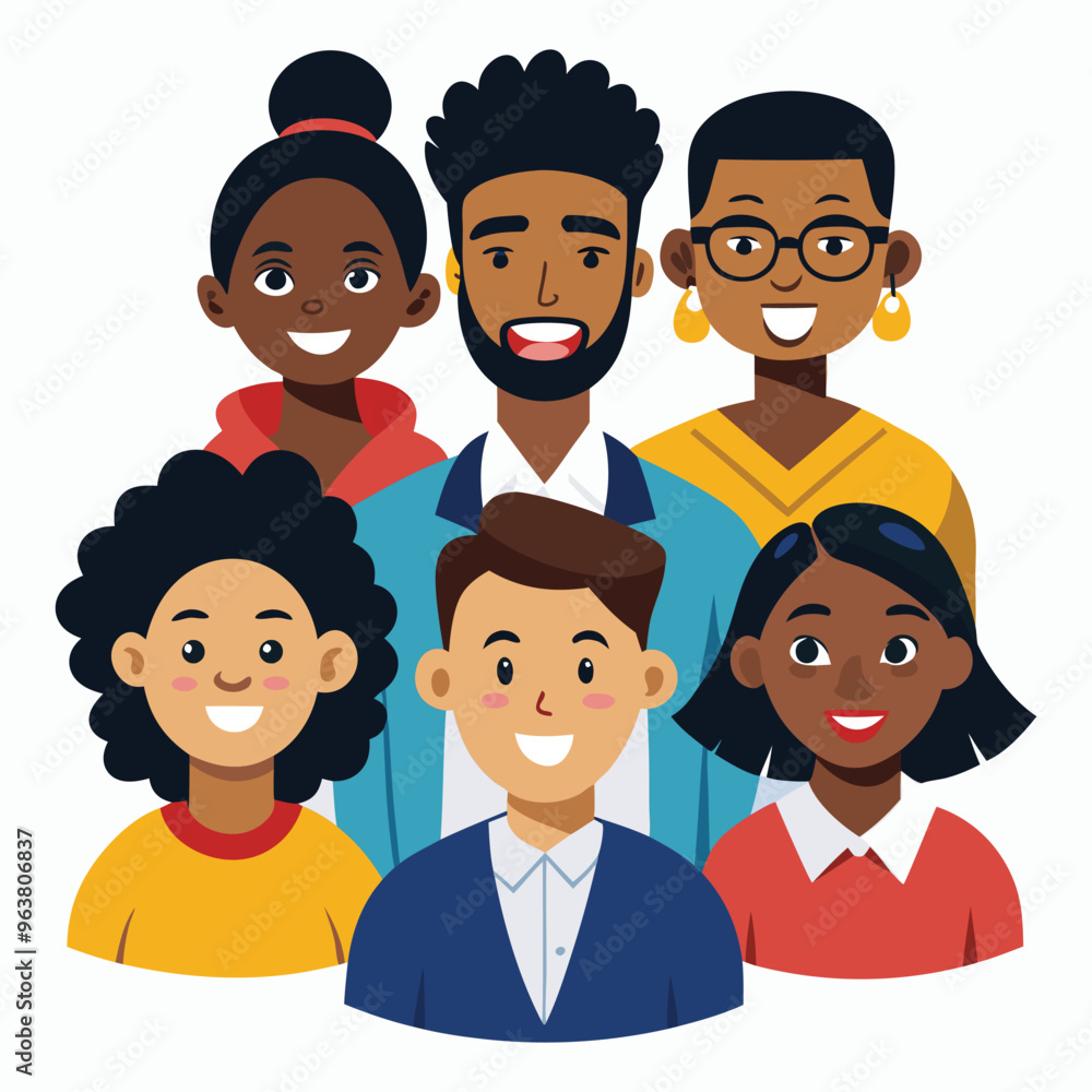 black people team illustration on white background black people team illustration on white background