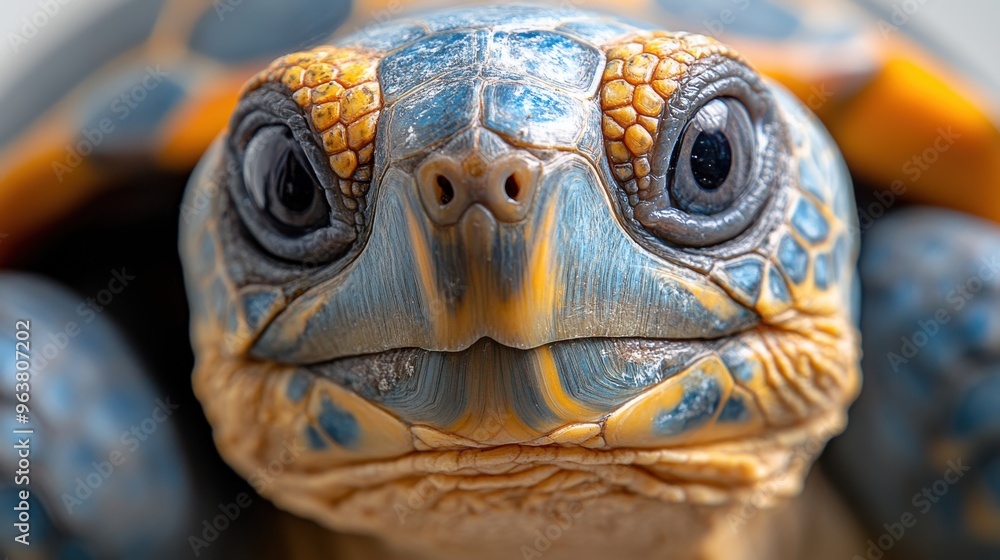 Obraz premium Turtle head close-up on white background