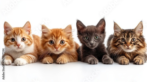 Variety of pets on a white background