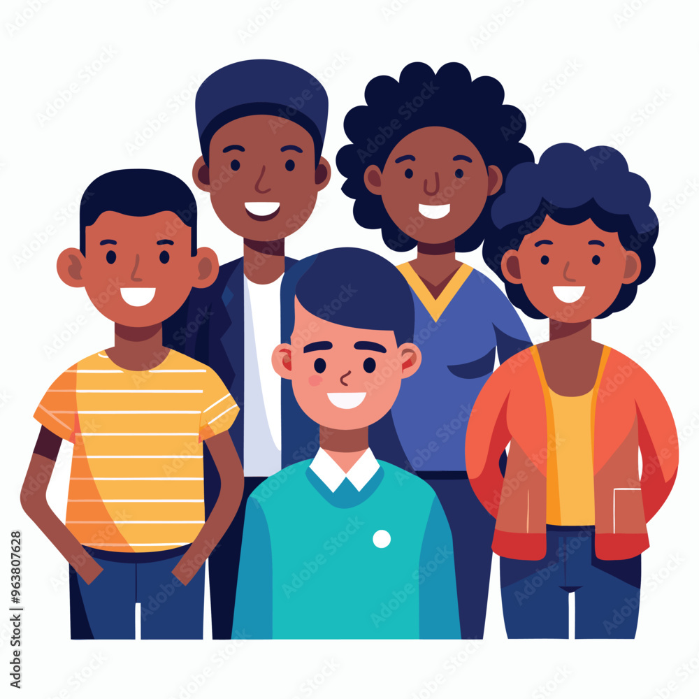 black people team illustration on white background black people team illustration on white background