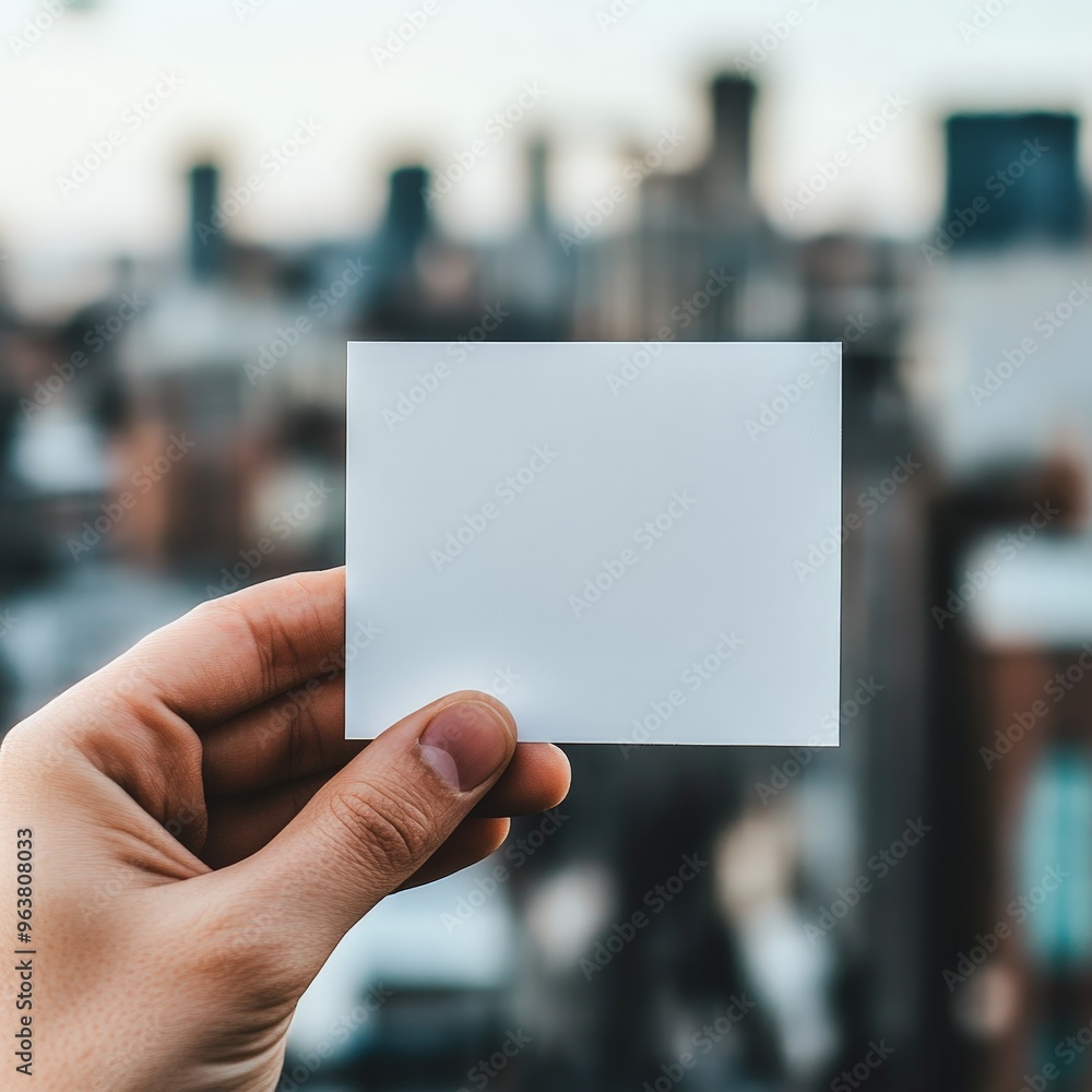 Hand Holding Up an Empty White Card - Close-Up Shot Hand Holding Up an Empty White Card - Close-Up Shot