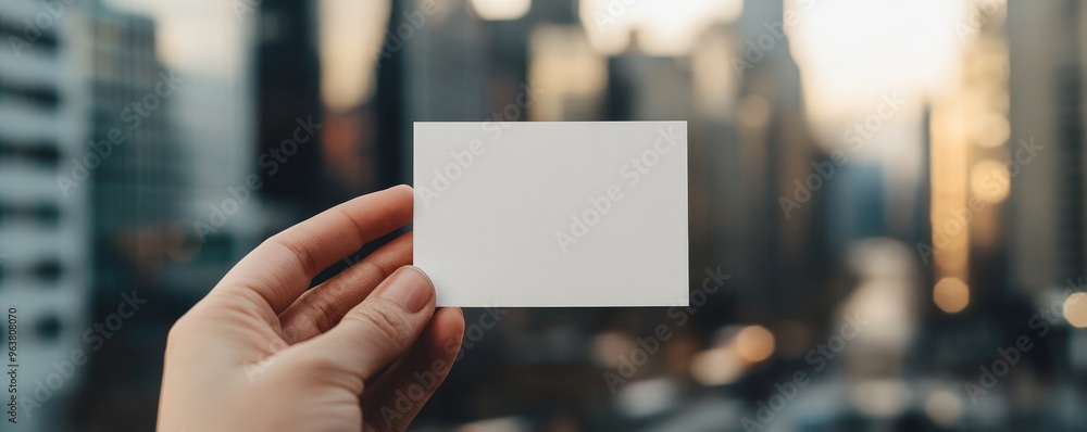 Hand Holding Up an Empty White Card - Close-Up Shot Hand Holding Up an Empty White Card - Close-Up Shot