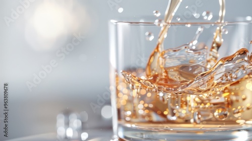 Close-up of fig juice creating ripples in a glass, with its deep amber liquid reflecting light beautifully.