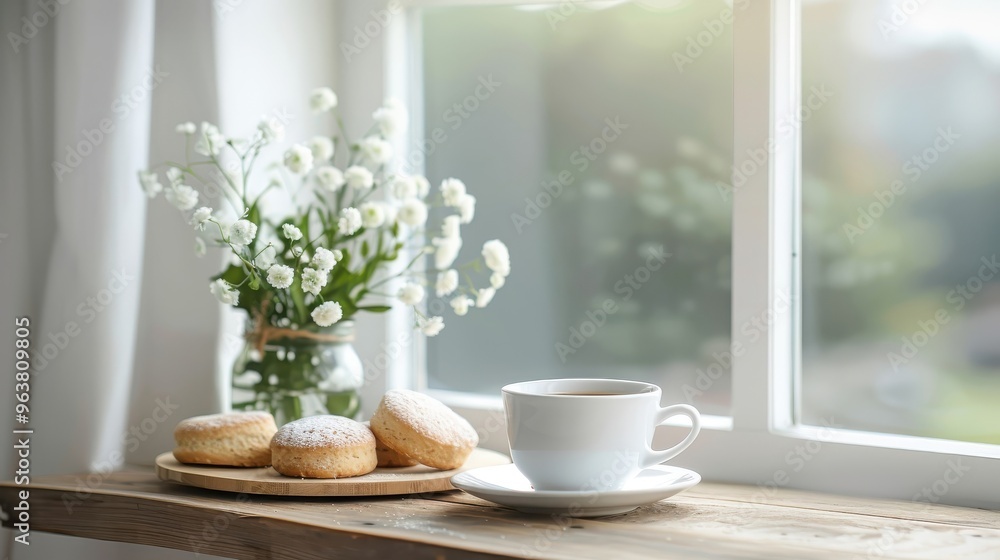 Cozy breakfast scene with a jar of kiwi jam, warm scones, and a cup of tea, evoking a refreshing morning ambiance. Cozy breakfast scene with a jar of kiwi jam, warm scones, and a cup of tea, evoking a refreshing morning ambiance.