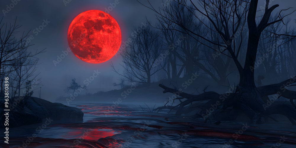 Fototapeta premium Halloween Moon and Cloudy Sky Background for Spooky Scenes