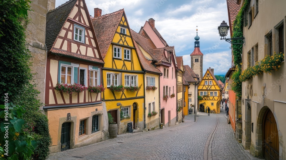 Fototapeta premium Beautiful streets with colorful houses