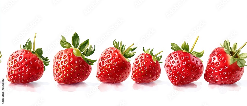 Fresh strawberries clipart, fruit element, watercolor illustration, sharp outlines, vibrant red, isolated on white background Fresh strawberries clipart, fruit element, watercolor illustration, sharp outlines, vibrant red, isolated on white background