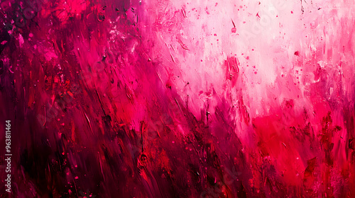 The canvas is alive with magenta tones, creating a vibrant, abstract expression photo