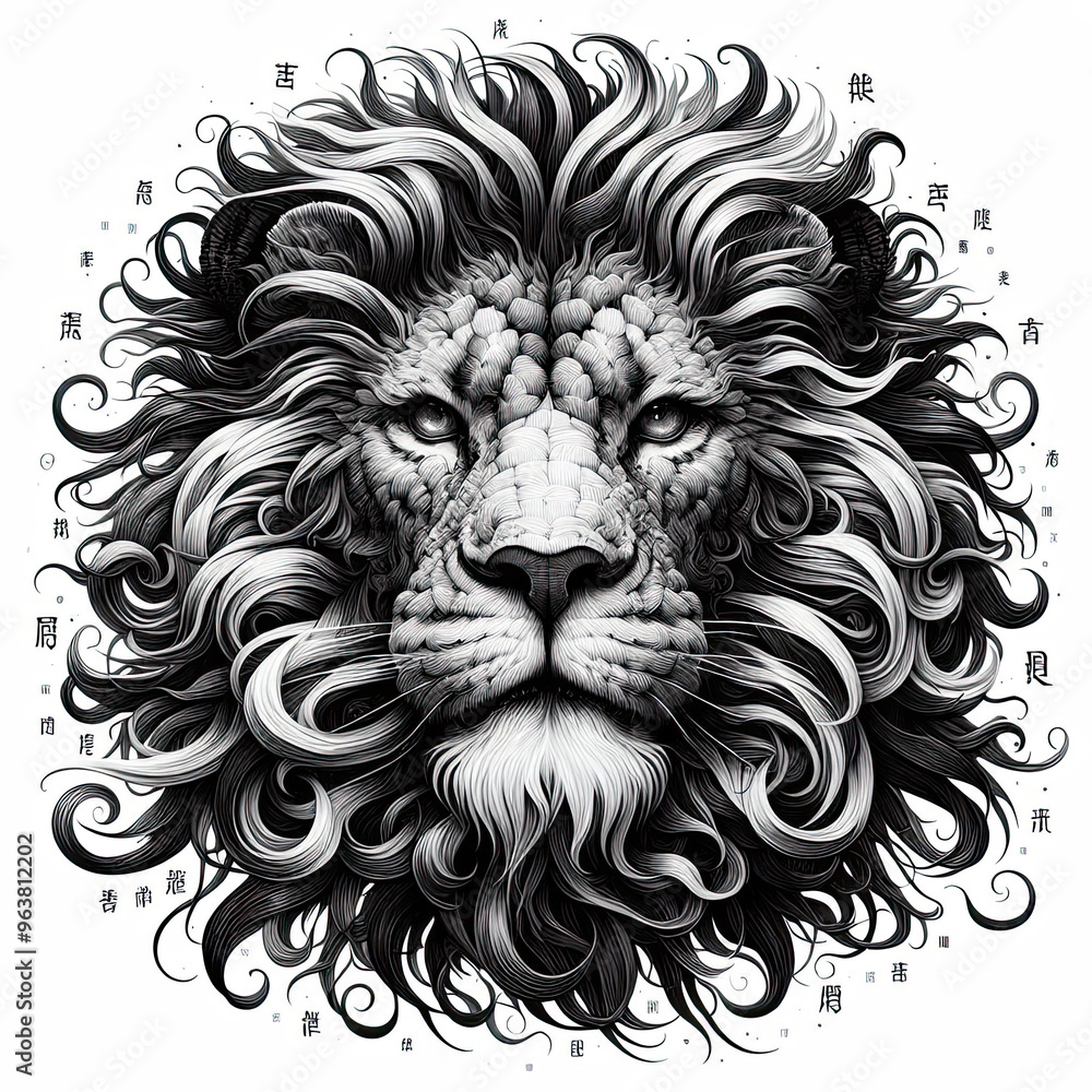 illustration painting of lion head illustration painting of lion head