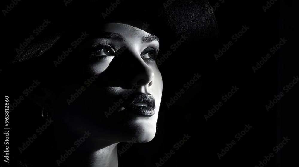 81. A person in a noir style, mysterious expression 81. A person in a noir style, mysterious expression