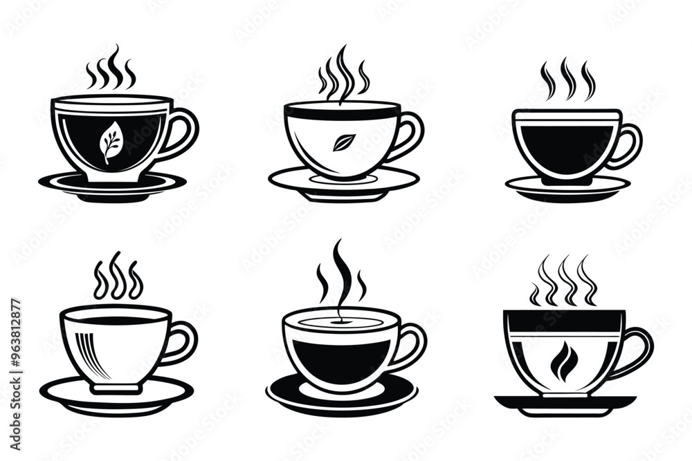 Obraz premium Tea cup icon bundle set in vector style