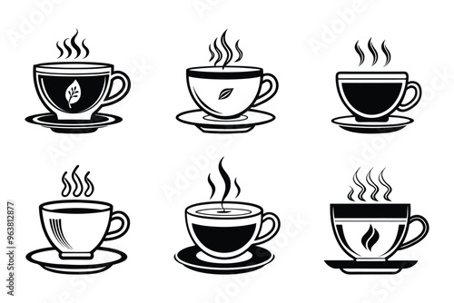 Tea cup icon bundle set in vector style