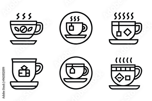 Tea cup icon bundle set in vector style