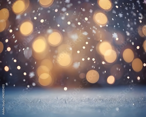 Abstract Snowy Scene with Bokeh and Frosty Texture smooth background