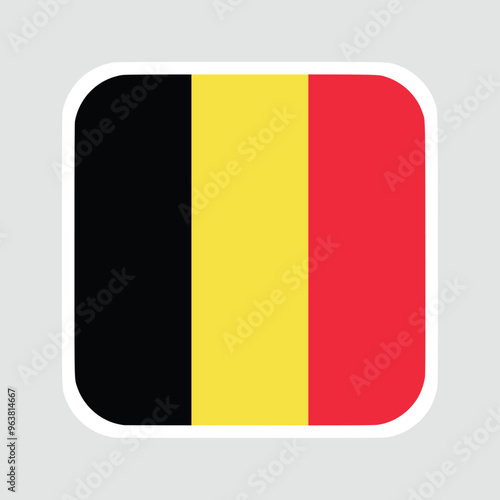 The flag of Belgium is set in a rounded square. Flag icon. Standard color. Computer illustration. Digital illustration. Vector illustration.	 photo