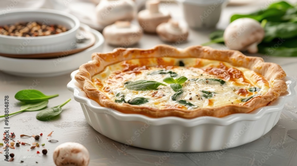 Button Mushroom and Spinach Quiche Button Mushroom and Spinach Quiche