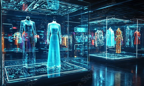 Digital Fashion Display in a Futuristic Showroom