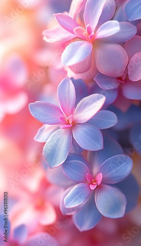 Close-up of Delicate Pink and Blue Flower Petals