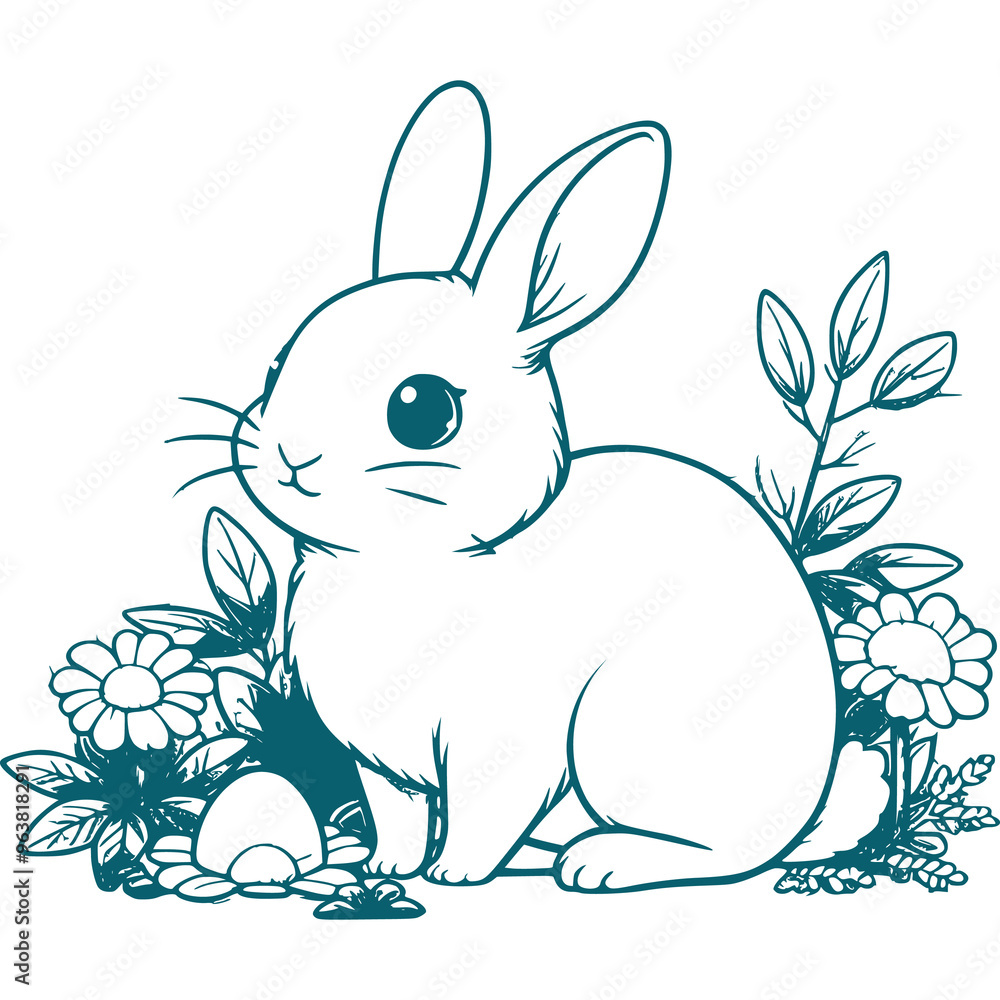 Continues line drawing blue Rabbit icon vector illustration art on white background generated Ai Continues line drawing blue Rabbit icon vector illustration art on white background generated Ai