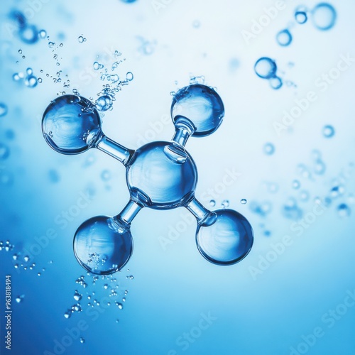 Abstract Molecule Structure in Water with Bubbles photo