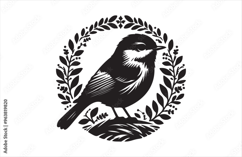 Vector art of European small bird of silhouette vector illustration Vector art of European small bird of silhouette vector illustration
