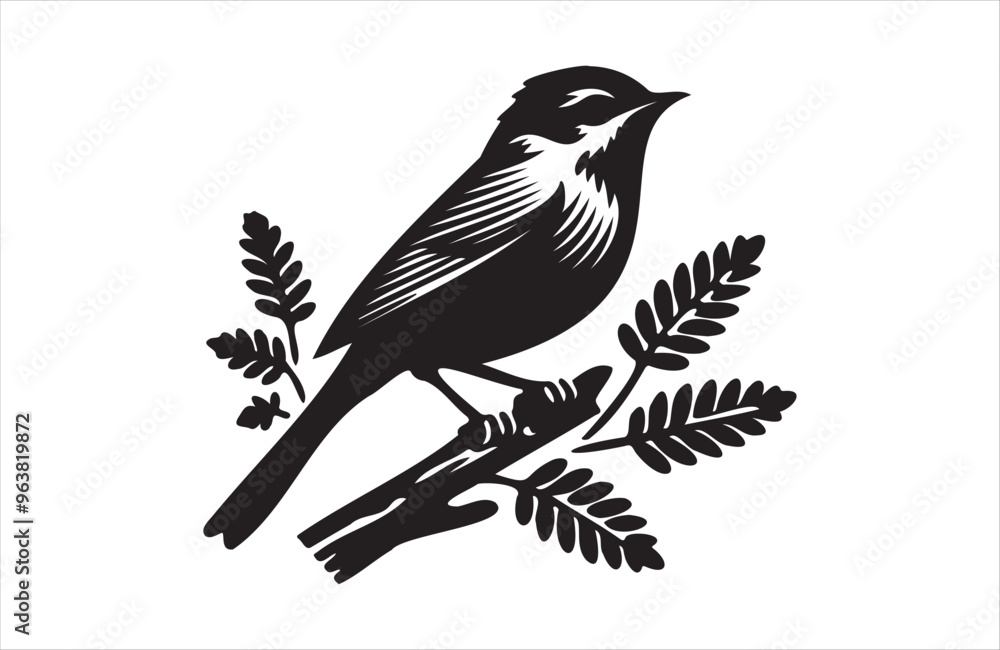 Obraz premium Vector art of European small bird of silhouette vector illustration