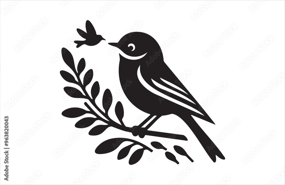 Vector art of European small bird of silhouette vector illustration Vector art of European small bird of silhouette vector illustration