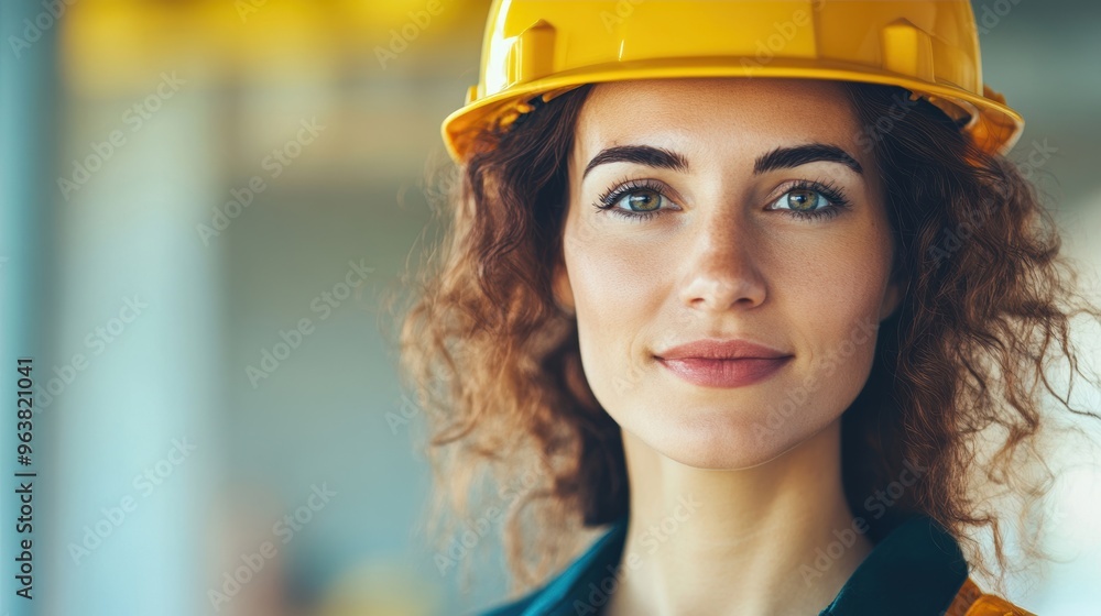A confident female engineer stands proudly in a construction environment, equipped with a safety helmet and ready for her tasks A confident female engineer stands proudly in a construction environment, equipped with a safety helmet and ready for her tasks