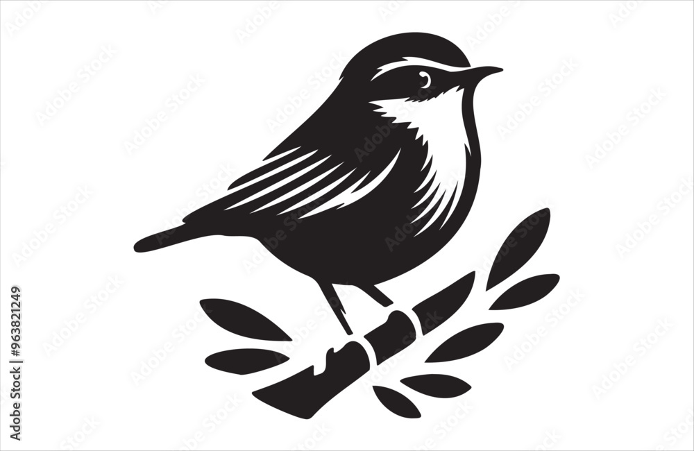 Obraz premium Vector art of European small bird of silhouette vector illustration