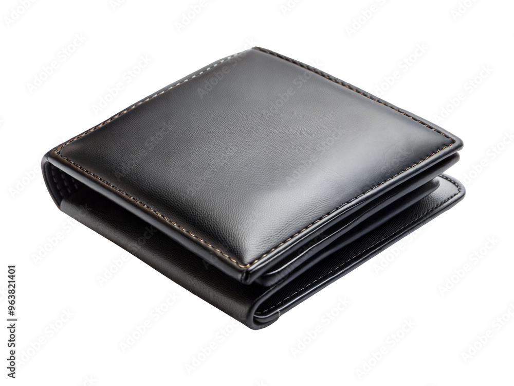 Empty black wallet cut out. isolated on transparent background. Copy space. Empty black wallet cut out. isolated on transparent background. Copy space.