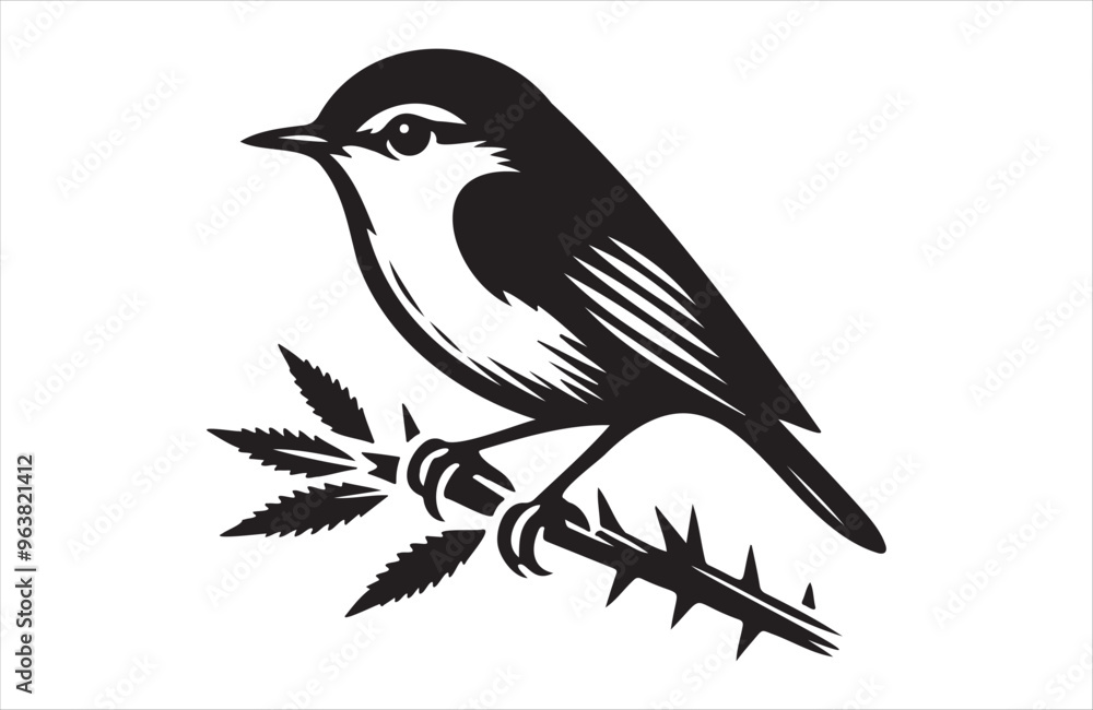 Vector art of European small bird of silhouette vector illustration Vector art of European small bird of silhouette vector illustration