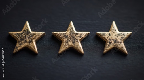 Five golden stars on a navy background showcase a classic design, symbolizing excellence and recognition in various contexts