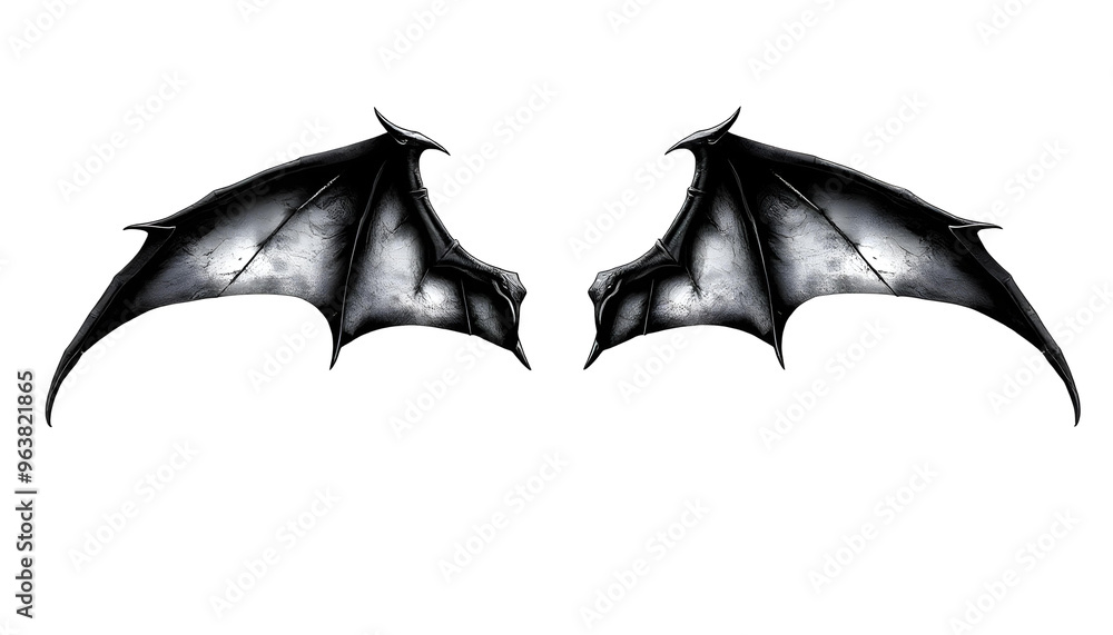 Fototapeta premium Demon wings isolated on transparent background. 3d render. Halloween concept.