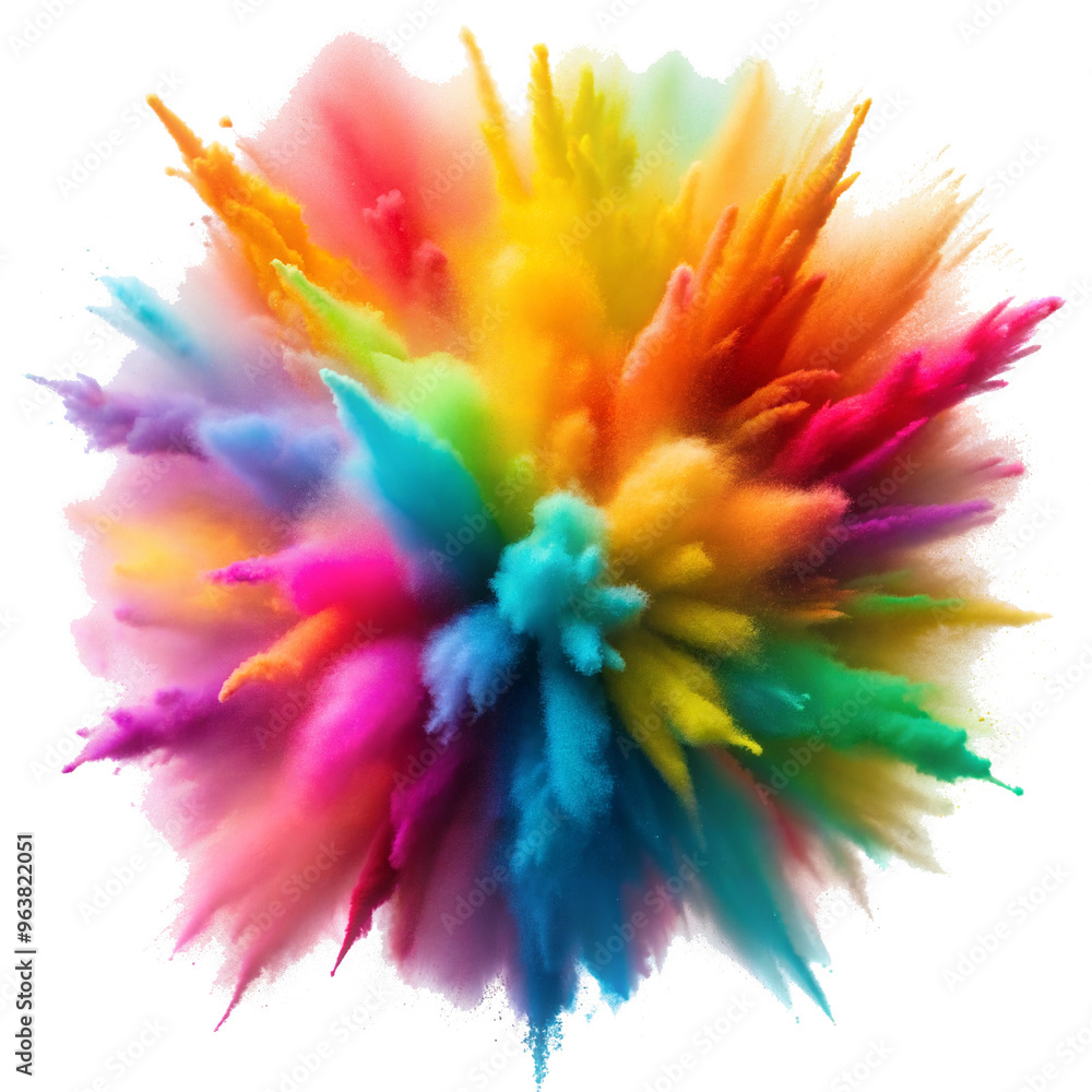 Explosion of Vibrant Powder Colors cut out. isolated on transparent background. Copy space. Explosion of Vibrant Powder Colors cut out. isolated on transparent background. Copy space.