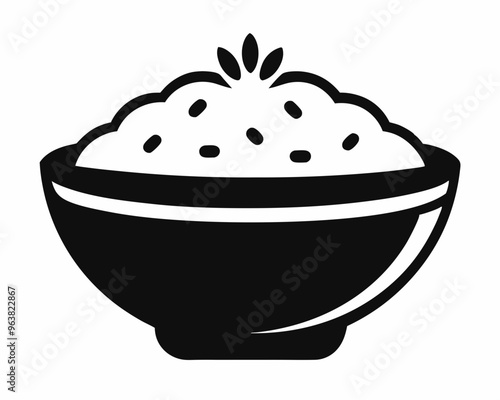 Rice bowl meal food icon logotype and vector illustration