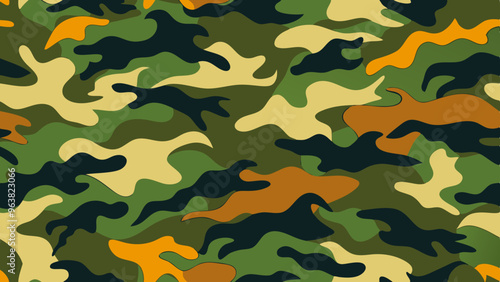 Seamless Pattern Military Camouflage Texture in Retro Colors