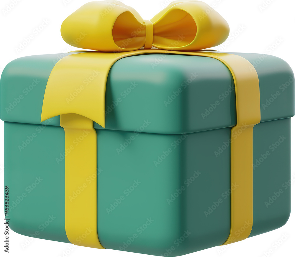 Green gift box with yellow bow Green gift box with yellow bow