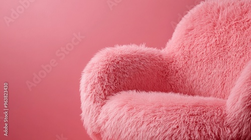 Close-Up of Fluffy Pink Armchair – Ideal for Cozy, Modern Interior Design or Minimalist Furniture Display