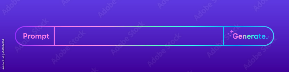 Fototapeta premium Prompt Generate AI Bar, Artificial Intelligence colorful Gradient badge ,Generate text Typography and Magic star icon Ai logo. for website or application image generator