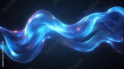 A blue wave with stars in the background. The blue color is very bright and the stars are scattered all over the image