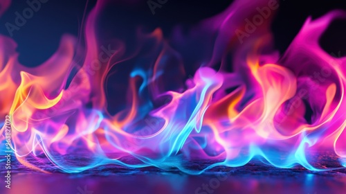 Wallpaper Mural Blue and purple flames flicker and swirl against a dark backdrop, showcasing their vibrant colors and mesmerizing movement Torontodigital.ca