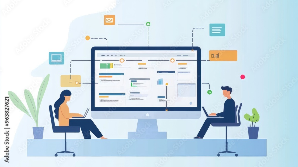 Smart project management tools for remote teams, flat design, top view, tech productivity theme, animation, Split-complementary color scheme Smart project management tools for remote teams, flat design, top view, tech productivity theme, animation, Split-complementary color scheme