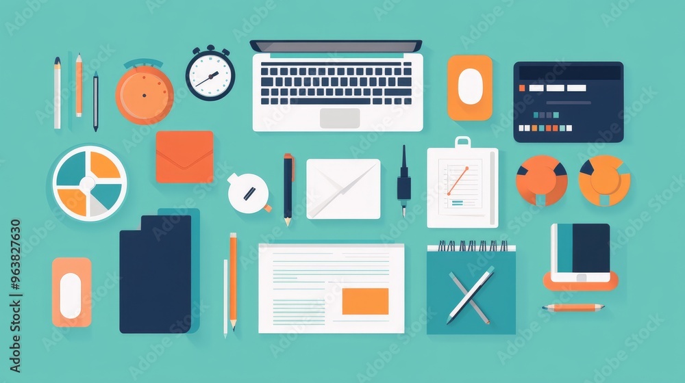 Smart project management tools for remote teams, flat design, top view, tech productivity theme, animation, Split-complementary color scheme Smart project management tools for remote teams, flat design, top view, tech productivity theme, animation, Split-complementary color scheme