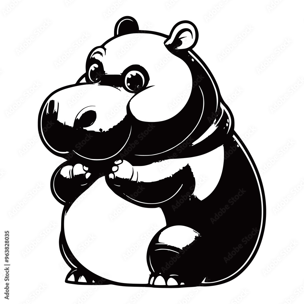 silhouette Hippo vector illustration on white background generated Ai silhouette Hippo vector illustration on white background generated Ai
