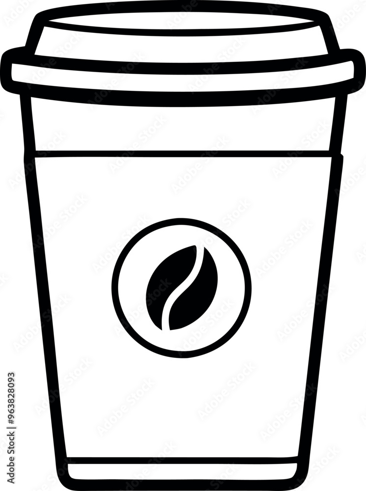 Minimalistic Coffee Cup Icon with Eco-Friendly Leaf Symbol Minimalistic Coffee Cup Icon with Eco-Friendly Leaf Symbol