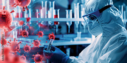 Scientist Researching Viral Infections in a High-Tech Laboratory: Advancements in Disease Control