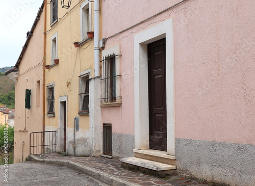 Central Italy Countryside Village Street View with House Facades photo