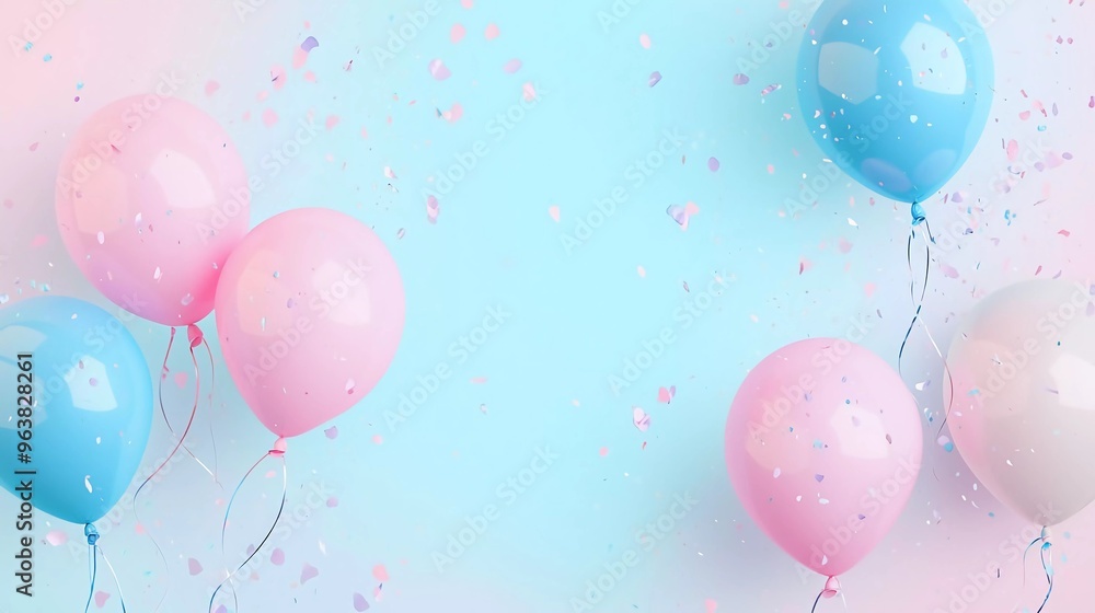 Beautiful panoramic background with nice pink and blue balloons Beautiful panoramic background with nice pink and blue balloons