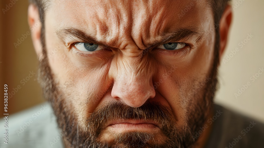 Obraz premium 14. A person frowning, angry expression