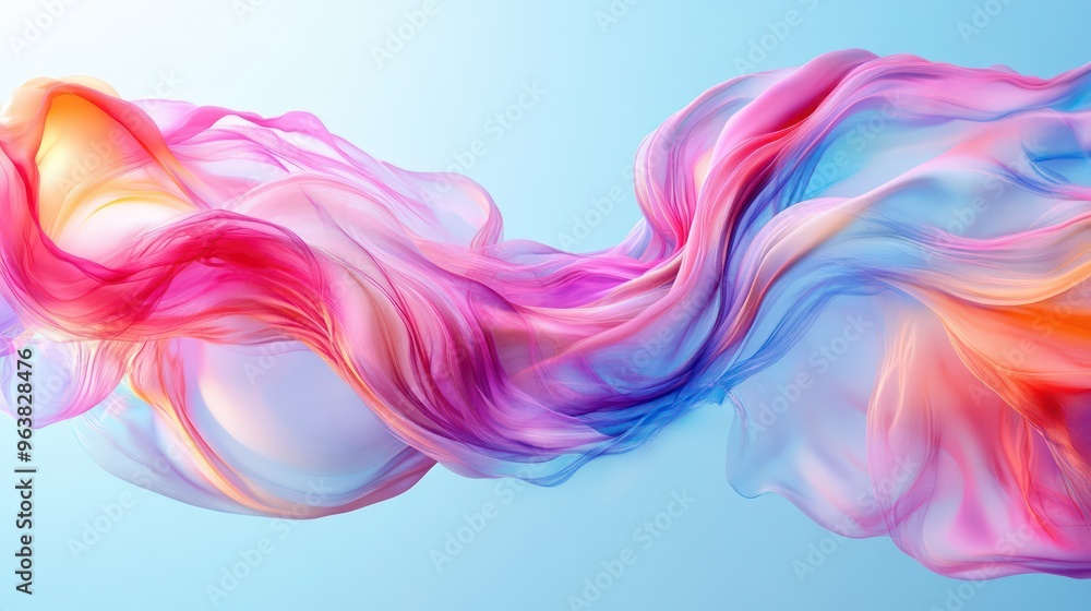 A colorful, flowing piece of fabric with a blue background. The colors are bright and vibrant, creating a sense of energy and movement. The image could be interpreted as a representation of the beauty A colorful, flowing piece of fabric with a blue background. The colors are bright and vibrant, creating a sense of energy and movement. The image could be interpreted as a representation of the beauty